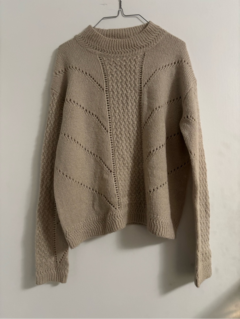 Chelsea & Violet Beige Cable Knit Turtleneck Sweater